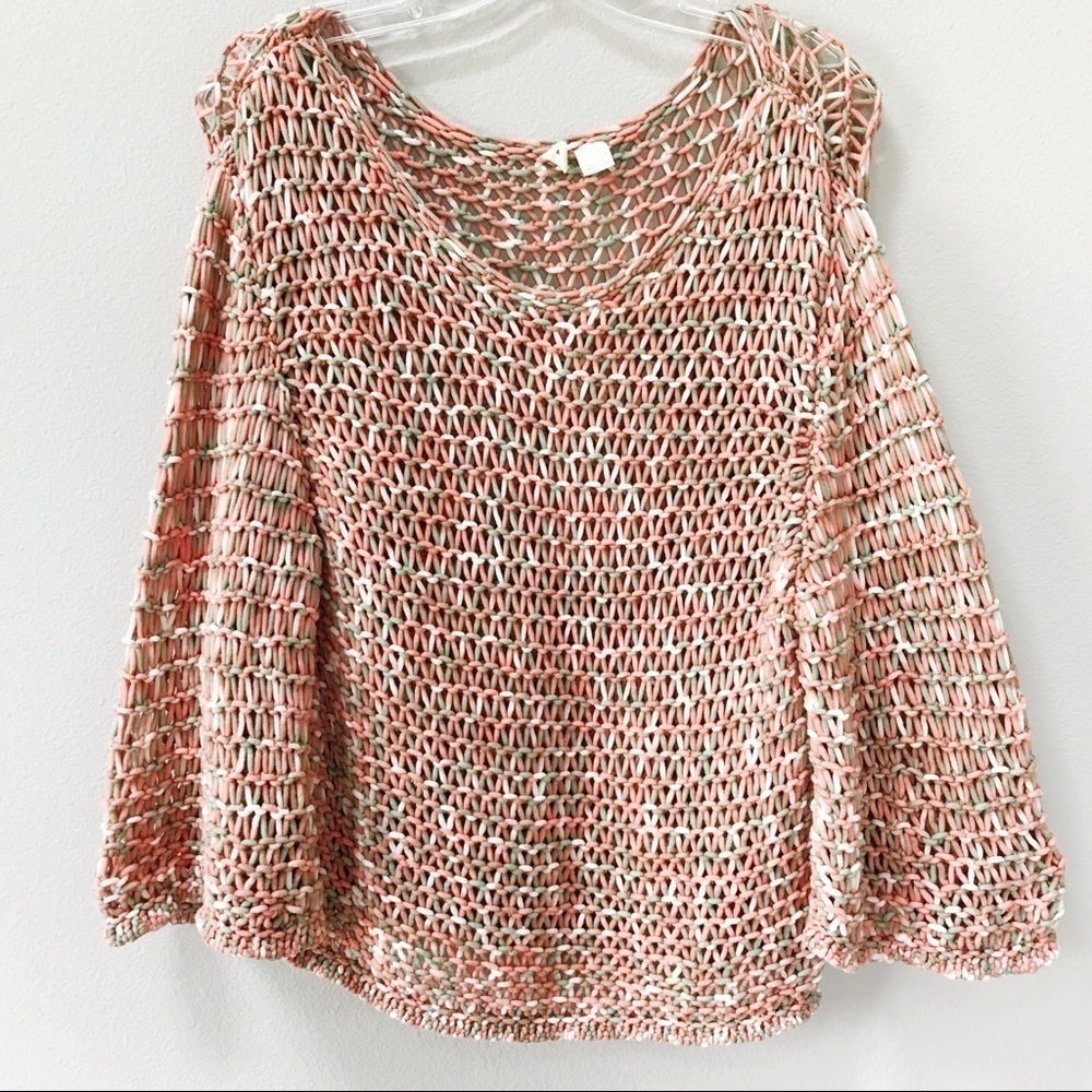 Anthropologie Moth Salina Open Weave Sweater XS Cottage Core Coastal Grandma